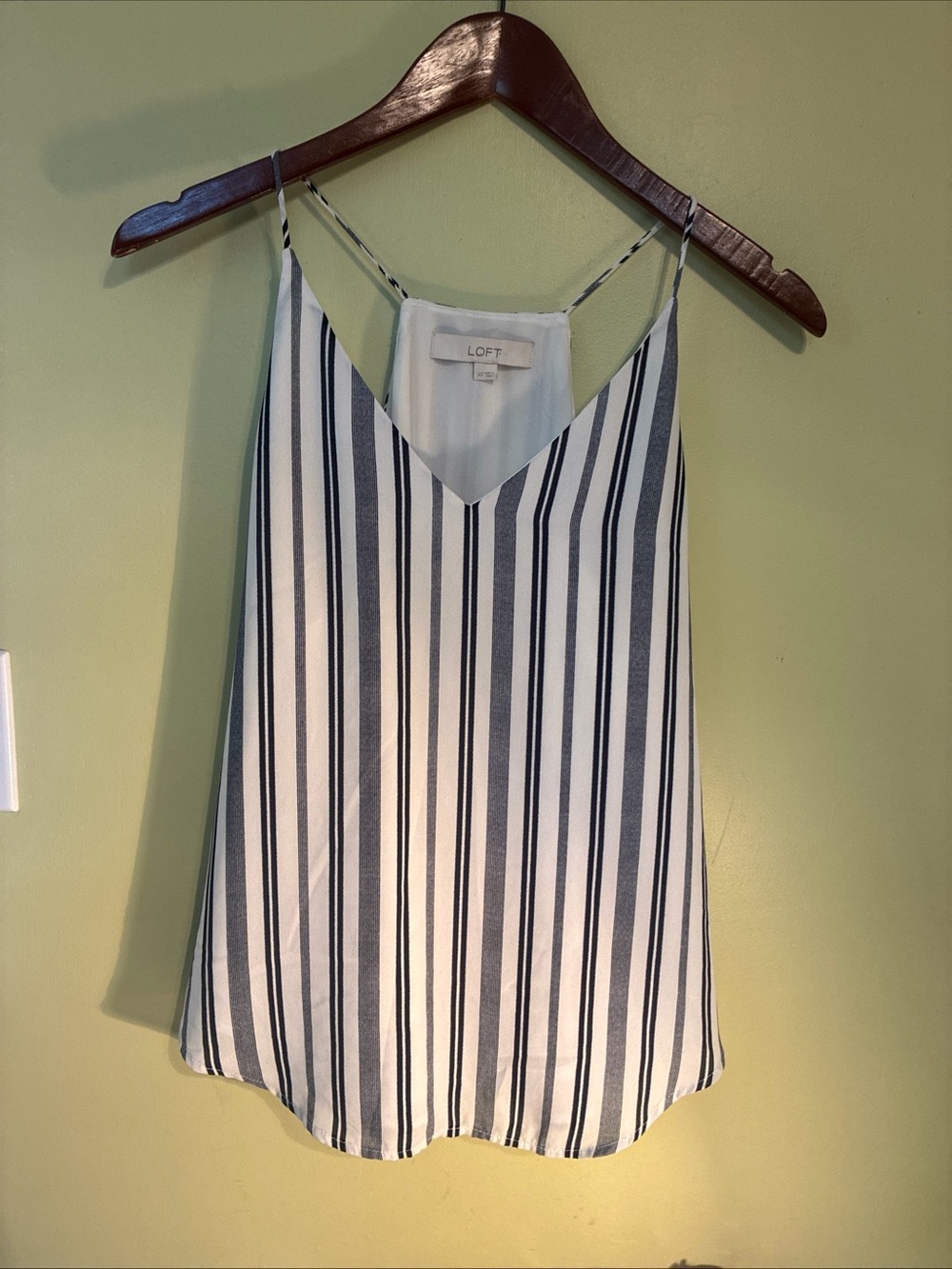 LOFT Striped V-Neck Spaghetti Strap Camisole in White and Navy